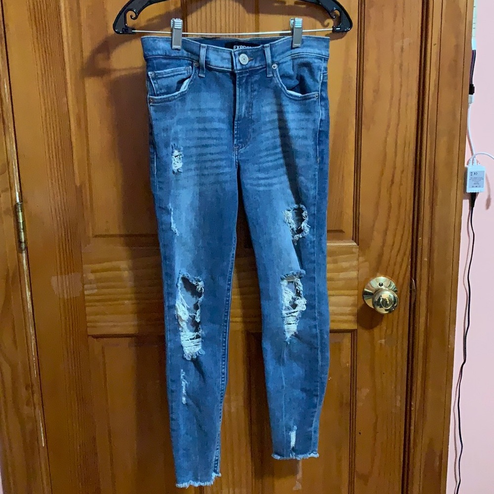 Express Blue Ripped Jeans - Picture 4 of 5